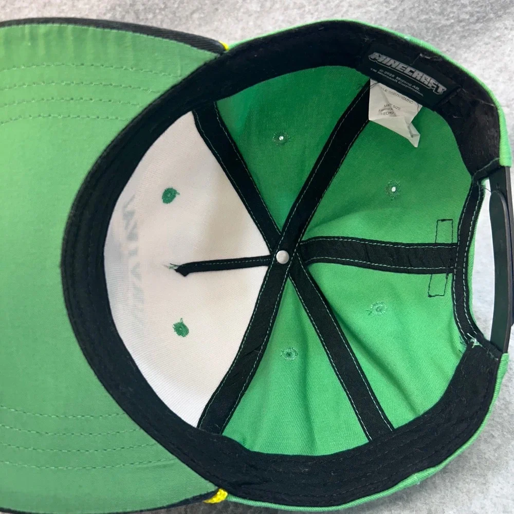 Survival Mode Kids Green Minecraft Snapback Hat Flat Brim Rope Detail OSFM